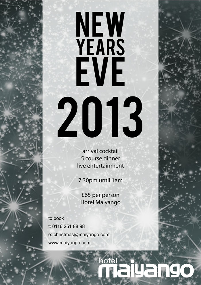 New years eve poster for Hotel Maiyango 2013